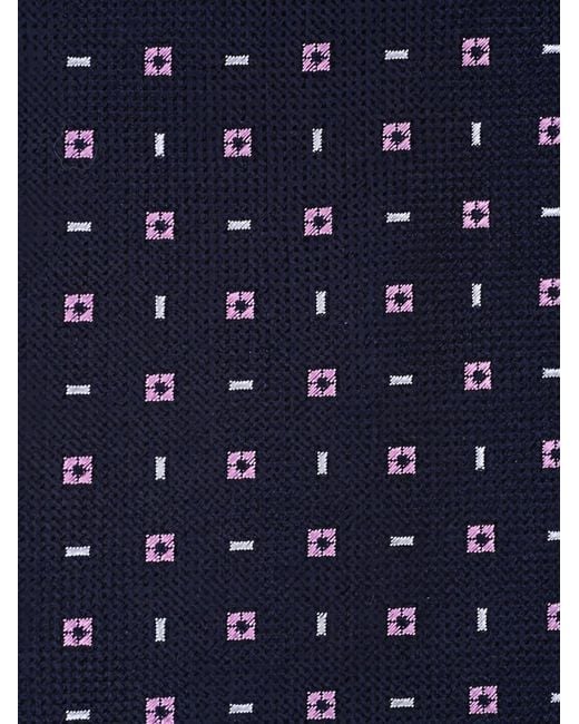 Zegna Blue Geometric-Pattern Silk Tie for men