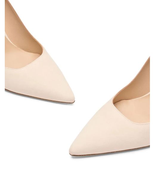 Stuart Weitzman White Pointed-Toe Suede Pumps