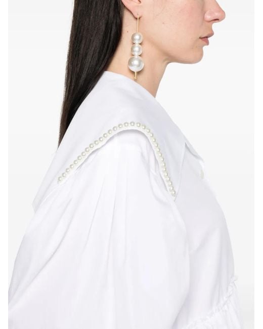 Simone Rocha Mini-Jurk Met Matrozenkraag En Kralen in het White