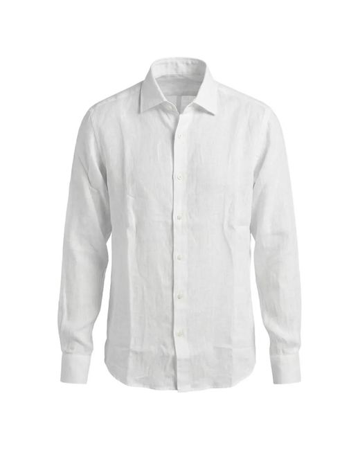 120% Lino White Long-Sleeve Shirt for men