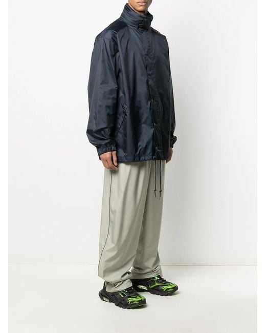 Balenciaga Blue Multi Language Logo Rain Jacket for men