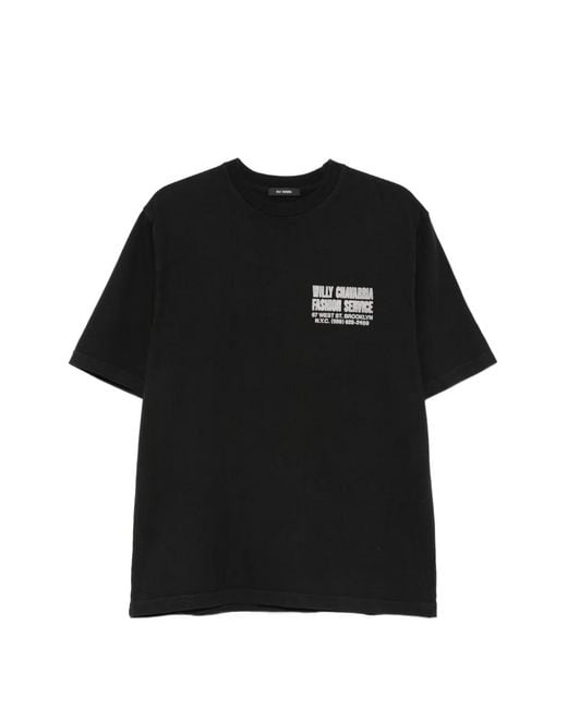 Willy Chavarria Black Fashion Service Crew-Neck T-Shirt for men