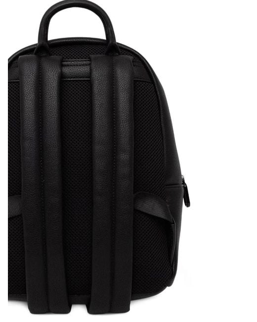 Karl Lagerfeld Black Logo-Plaque Pebbled-Effect Backpack