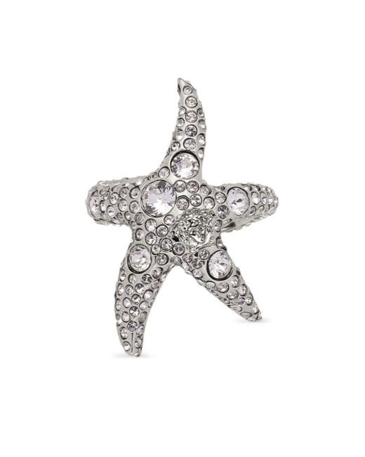 Versace White Starfish Crystal-embellished Ring