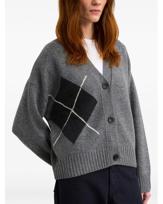 Pringle of Scotland Gray Argyle Cashmere Cardigan
