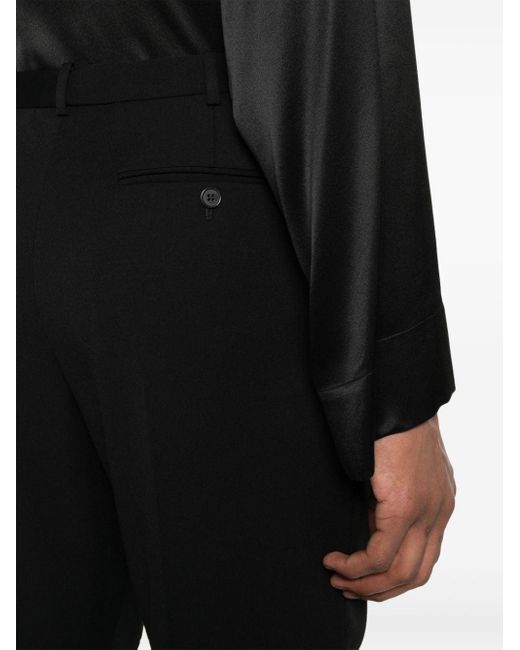 Saint Laurent Grain De Poudre Straight Pantalon in het Black voor heren