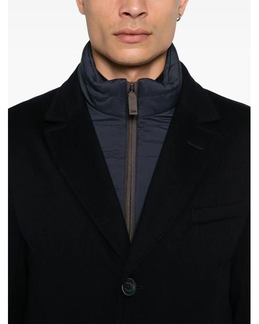 Herno Blue Virgin Wool Coat for men