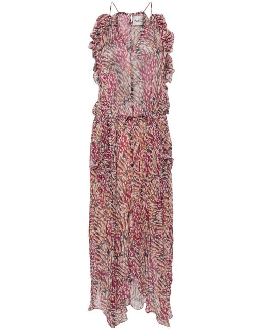 Isabel Marant Purple Fadelo Abstract-print Maxi Dress
