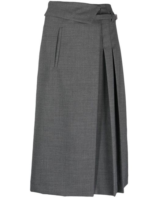 Tela Gray Pleated Midi Skirt