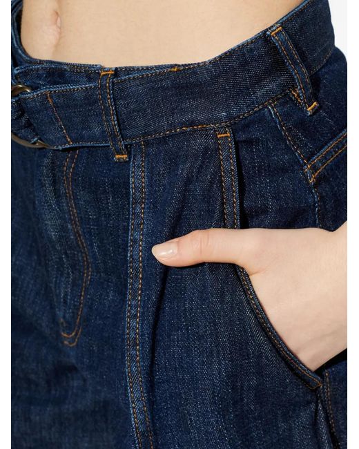 Loewe Blue Belted Wide-Leg Denim Jeans
