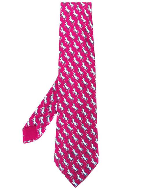 Corbata estampado de 2000 Hermès Pre-Owned de hombre de color Rosa Lyst