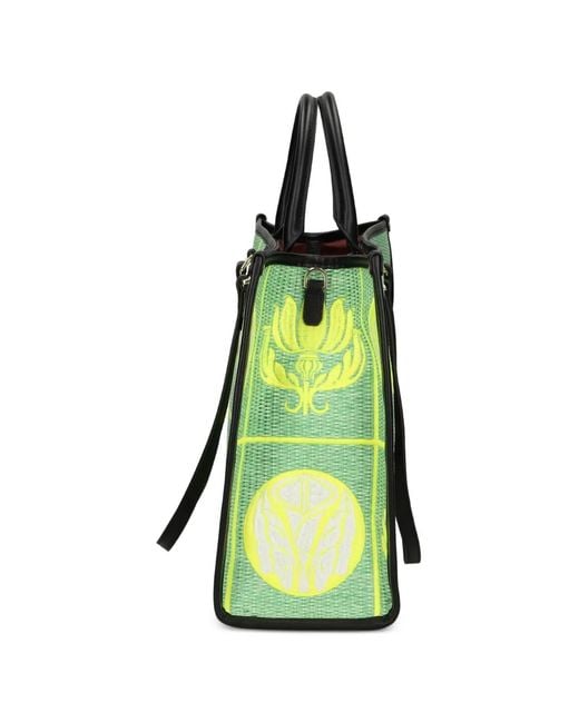 MY BEST BAG Green Embroidered-Pattern Tote Bag