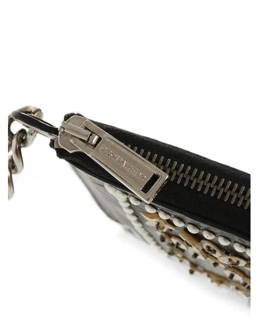 DSquared² Black Sequin-Embellished Chain-Link Wallet for men
