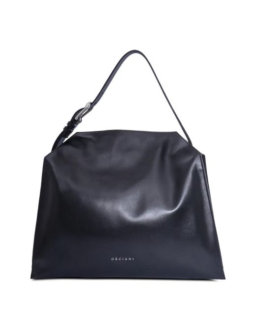 Orciani Blue Medium Trinity Jungle Leather Shoulder Bag