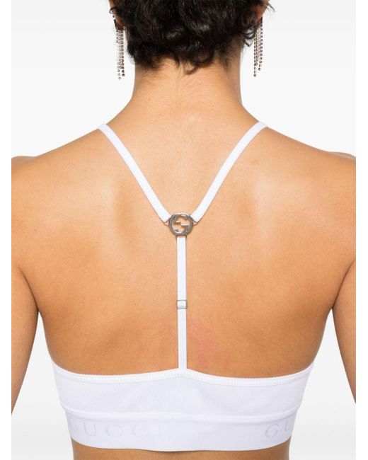 Gucci White Interlocking G Ribbed Crop Top - Women's - Spandex/elastane/polyamide