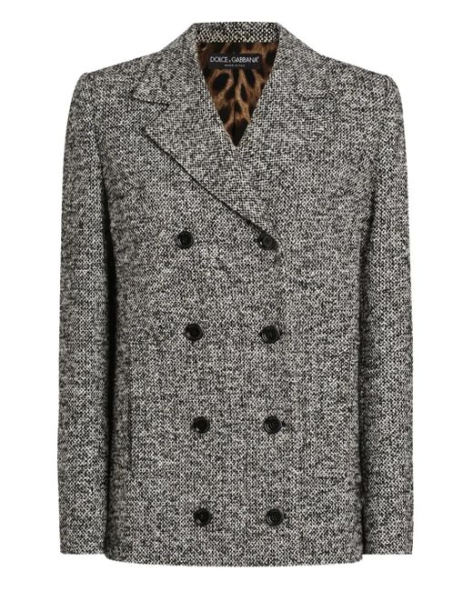 Dolce & Gabbana Gray Double-Breasted Tweed Jacket