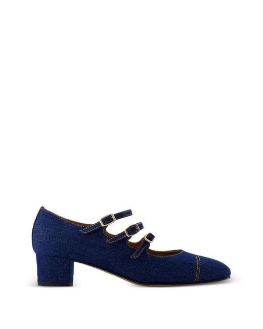 CAREL PARIS Blue Kina Buckled Denim Pumps