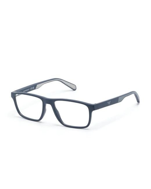 Emporio Armani Blue Rectangle-Frame Glasses for men