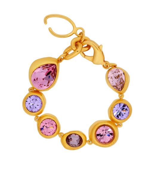 Oscar de la Renta White Crystal-Embellished Chain-Link Bracelet