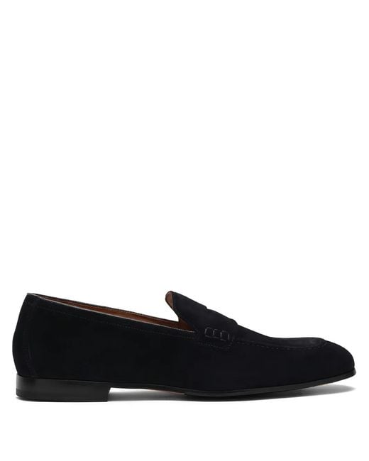 Doucal's Black Leather Loafers for men