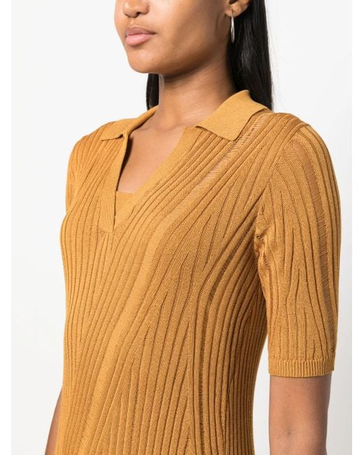 Calvin Klein Orange Textured Stitch Dress With Polo Collar