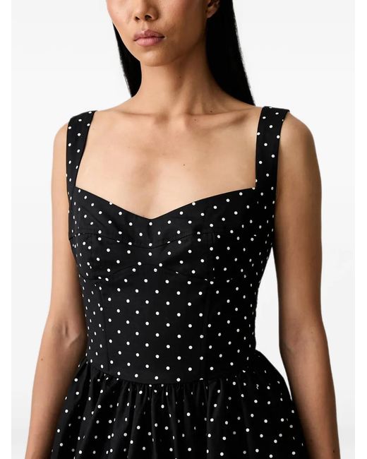 Bardot Black Coletta Polka-Dot Pattern Bow-Detail Mini Dress