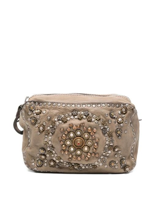 Campomaggi Gray Kate Crystal-Embellished Studded Cross Body Bag