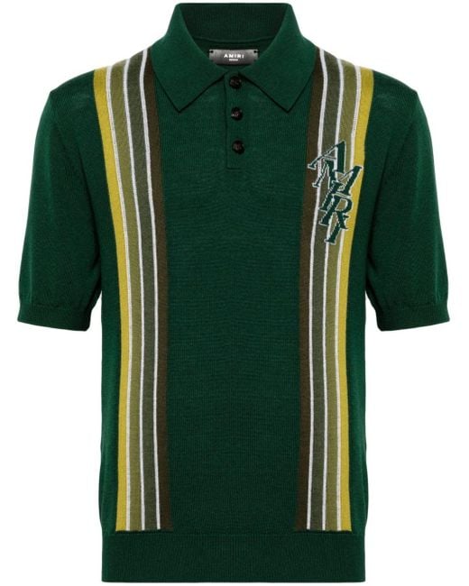 Amiri Green Stack Stripe Polo Shirt for men