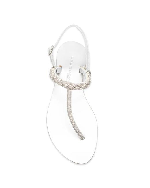 EDDI CUOMO White T-Bar Sandals