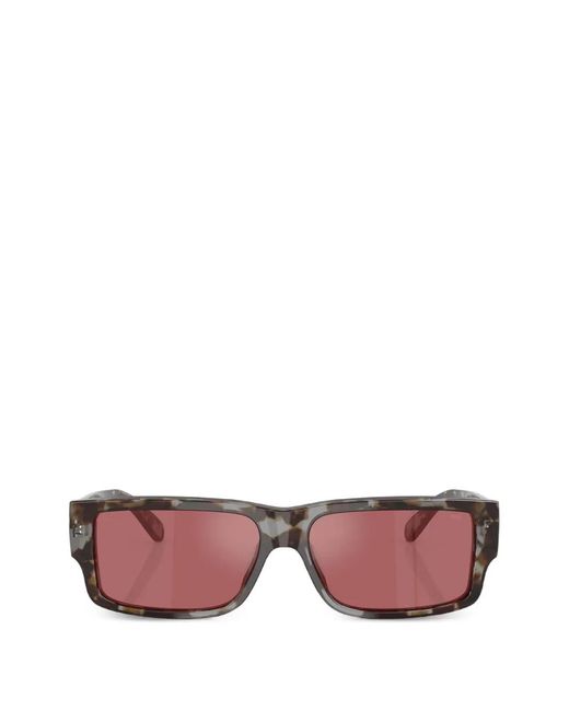 DIESEL Pink Tortoiseshell-Effect Rectangle-Frame Sunglasses for men