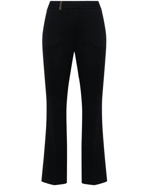 Peserico Black Ottoman Fine-Ribbed Flared Trousers