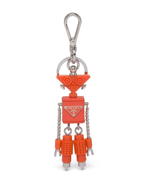 Prada Red Robot Schlüsselanhänger aus Saffiano-Leder