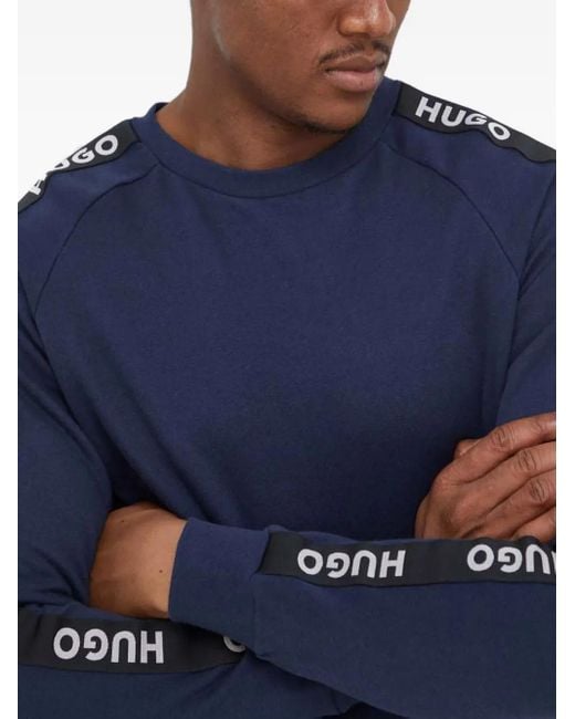 HUGO Blue Logo-Tape Sweatshirt for men