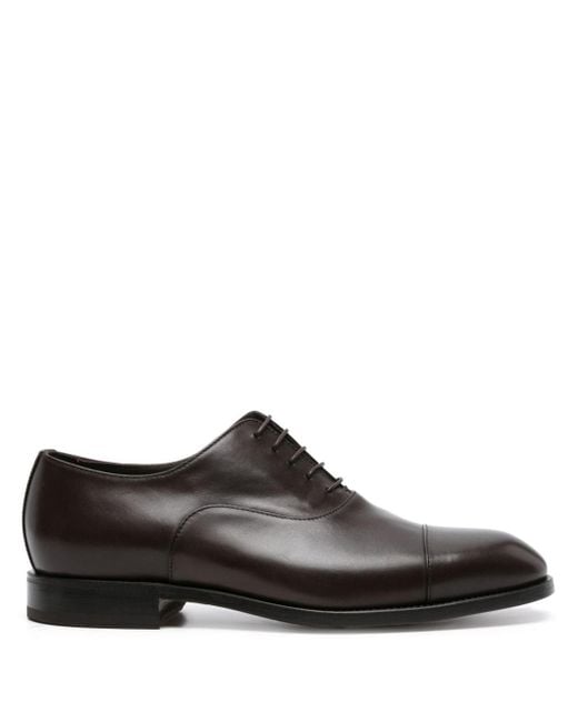Scarosso Brown Salvatore Leather Oxford Shoes for men