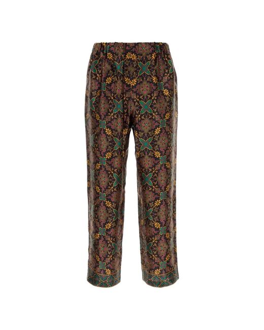 Pantamolle Black Elasticated-Waist Patterned Trousers for men