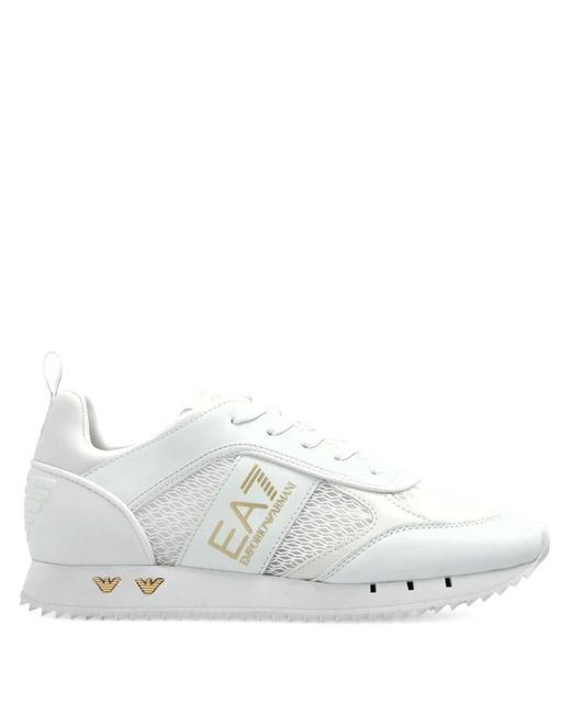 EA7 White Panelled Running Sneakers