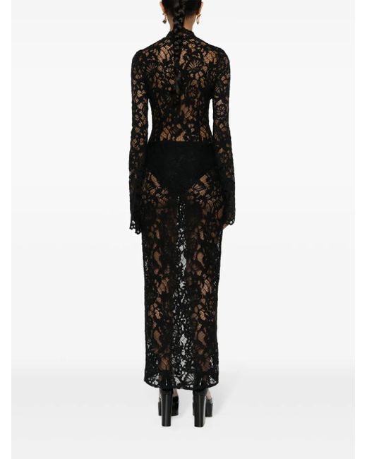 MANURI Black Sally Lace Midi Dress