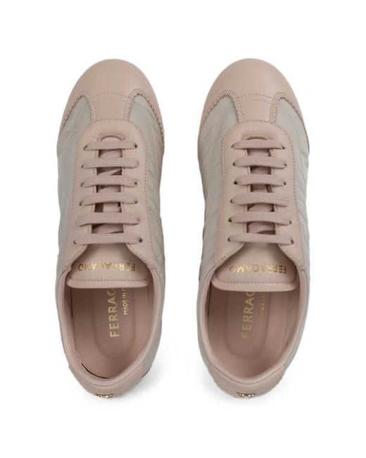 Ferragamo White Panelled Sneakers