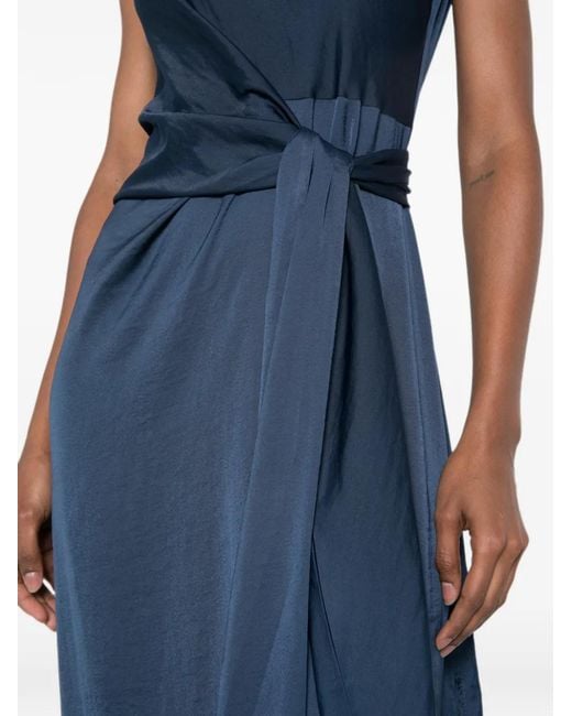 MOUTAKI Blue Sleeveless Knot-Detail Midi Dress