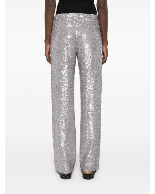 P.A.R.O.S.H. Gray Gong Sequined Trousers