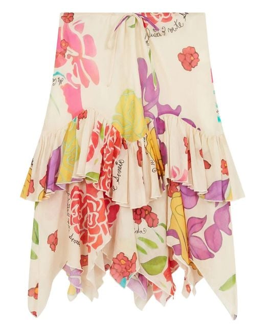 Donde Esteban Multicolor Floral-Print Midi Skirt