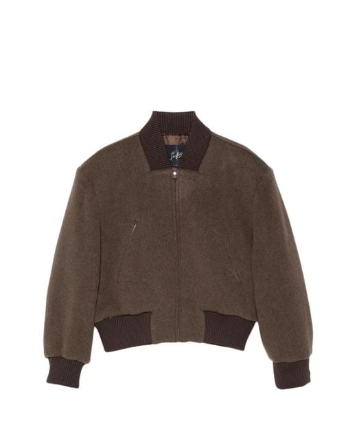 Seafarer Brown Padded-Shoulder Bomber Jacket