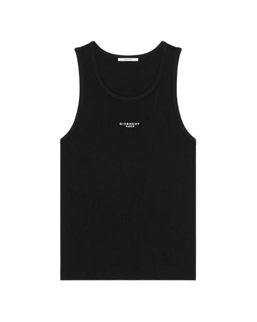 Givenchy Black Logo-Print Ribbed Tank Top for men