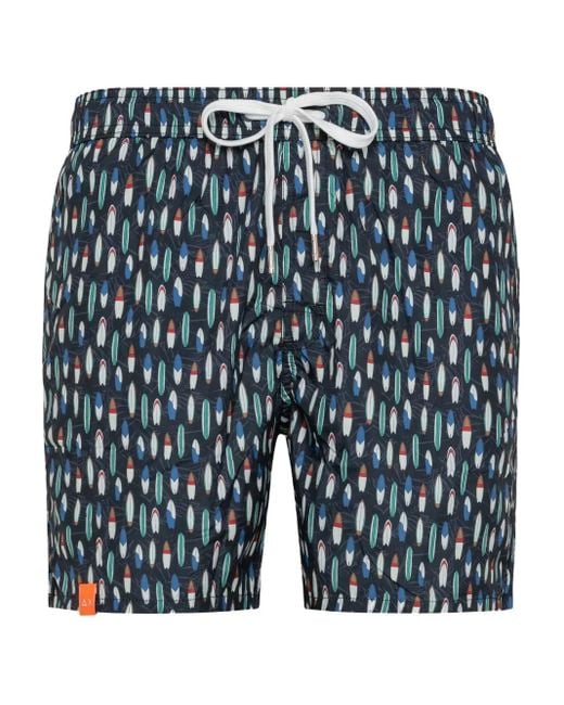 Sun 68 Zwembroek Met Surfplank Print in het Blue voor heren