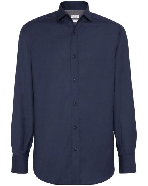 Camisa con bolsillos Brunello Cucinelli de hombre de color Blue