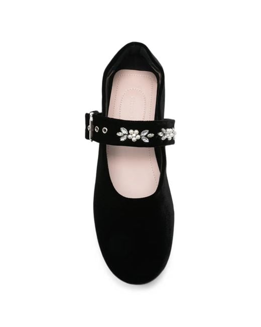 Simone Rocha Black Embellished-Strap Ballet Flats