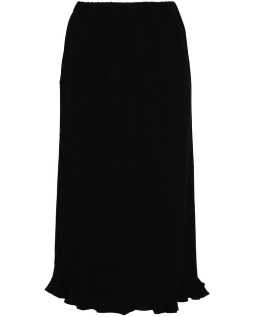 Marni Black Pleated Crepe Midi Skirt
