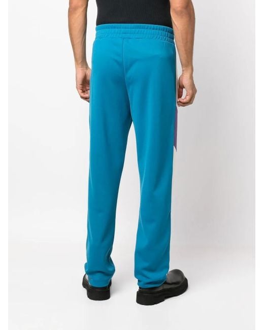 Palm Angels Blue Colour-Block Track Pants for men