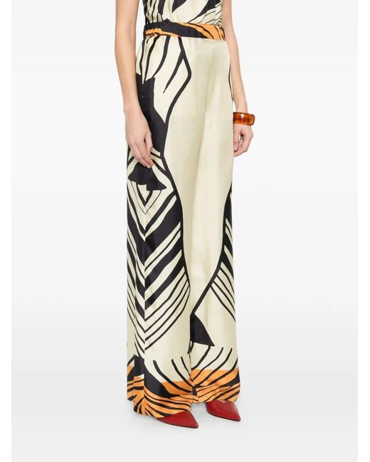 Raquel Diniz Natural Graphic-Print Palazzo Trousers