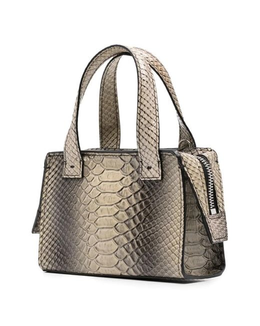 SAPIO White Mini Pitone Tote Bag